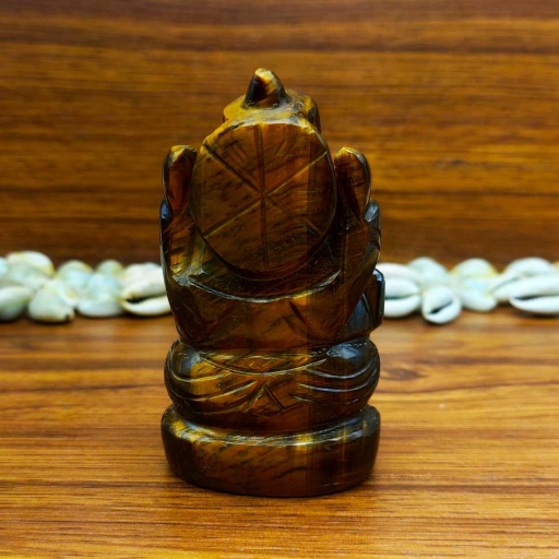 Authentic Tiger Eye Gemstone Lord Ganesh Carving Done By Hand